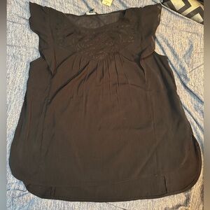 American Eagle Outfitters Black Blouse with Embroidered Detail